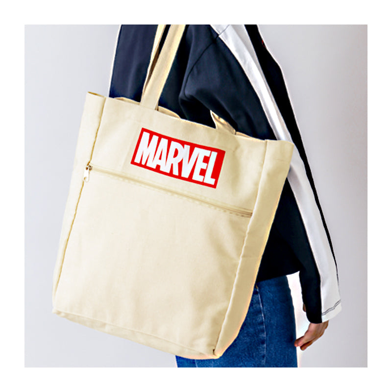 MARVEL- Embroidered Shopping Bag,Black - MINISO
