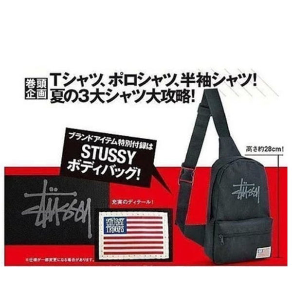 Japanese magazine gift Stussy Black Small Crossbody bag with zipper