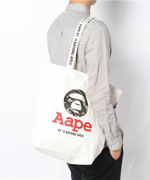 Japanese magazine gift Aape white Canvas tote bag