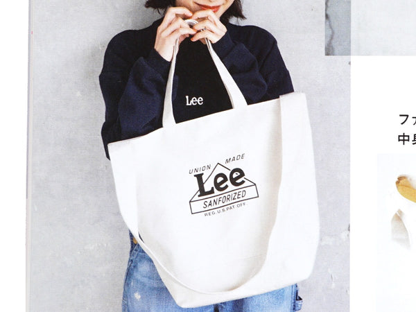 Japanese magazine gift Lee 2 way white Tote Bag with zipper