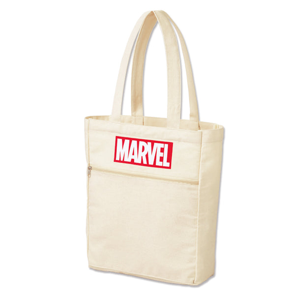 Japanese magazine gift Marvel Beige tote bag with zipper outside