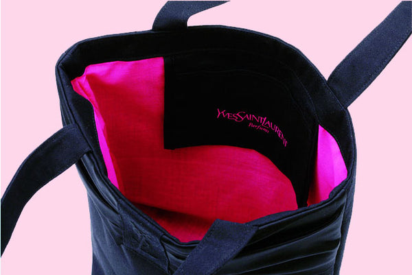 Japanese magazine gift YSL embroidery Logo All Black Canvas tote bag