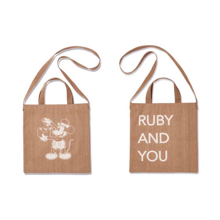 Japanese magazine gift Mickey Mouse X Ruby & You Brown tote bag