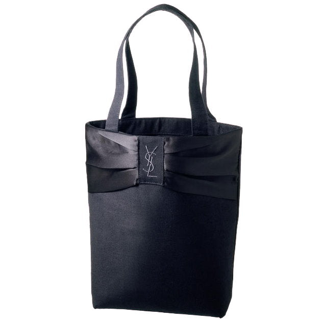 Japanese magazine gift YSL embroidery Logo All Black Canvas tote bag