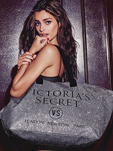 Victoria's Secret Glitter Large Tote Bag 3 Color to Choose Silver