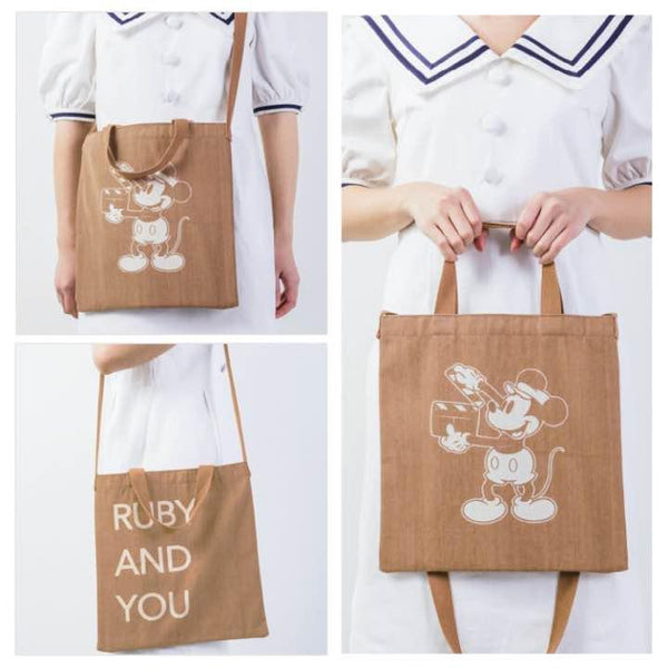 Japanese magazine gift Mickey Mouse X Ruby & You Brown tote bag