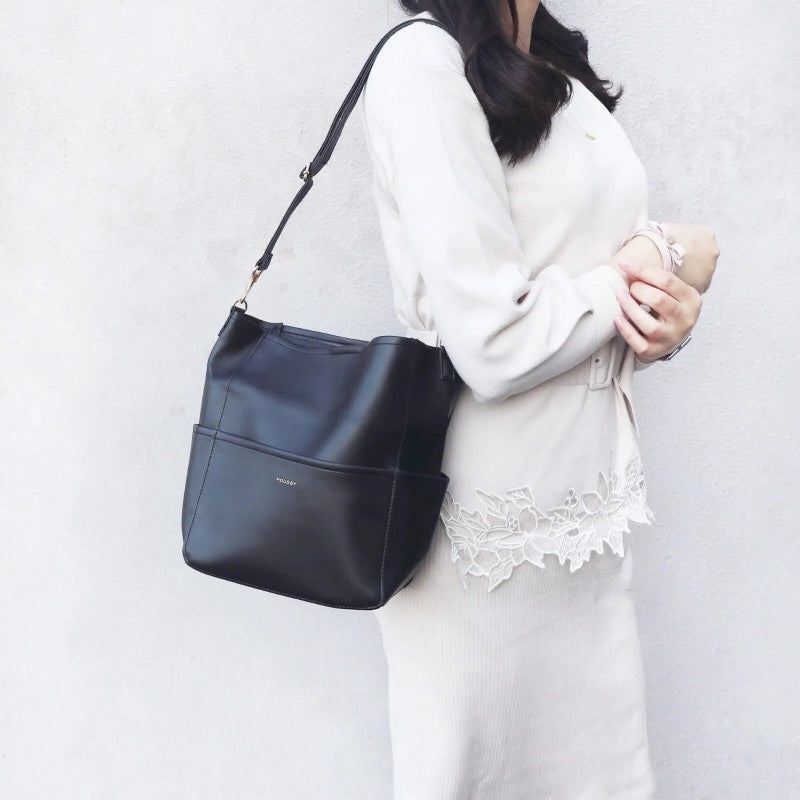 Japanese magazine gift Moussy imitation leather Black Shoulder Bag JapanHandbag